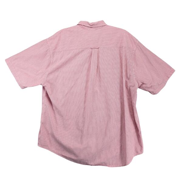 Vtg Y2K Eddie Bauer Red Striped Seersucker Button Down Shirt Men's XL Short Slv - Picture 2 of 10